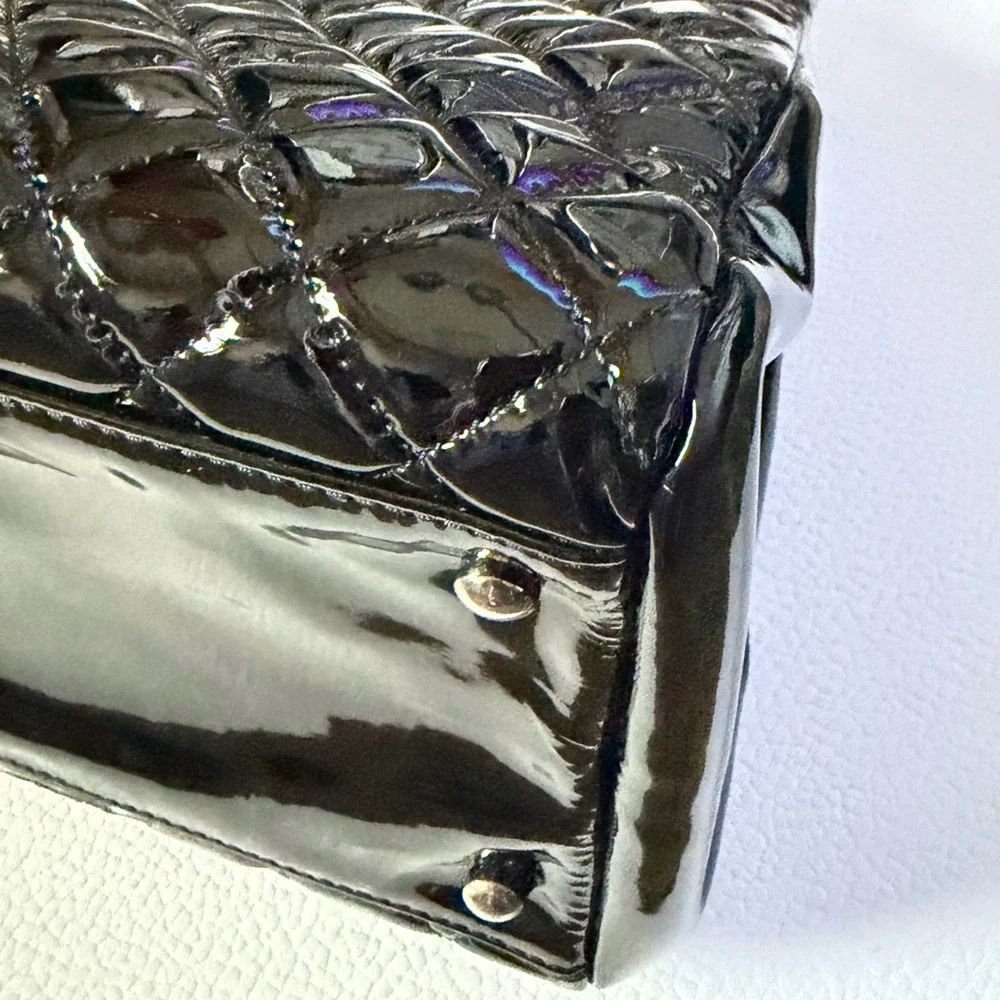 CHANEL Black Quilted Patent Leather Just Mademoiselle Bag (Excellent)